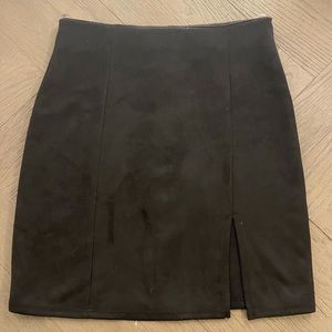 Suede mini pencil skirt